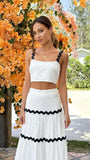 Znbbw Stripes Light Yellow Cotton Summer Dress Set Women Crop Top+skirt 2 Pcs Matching Set Oufits New Beach Sundress 2024