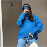Znbbw Women Baggy Sweaters Turtleneck White Autumn Winter Jumper Warm Soft Thick Chic Sweater Basic Loose Female Knitted Pullover