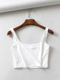 Znbbw Sale 2023 Summer Women Sexy Sleeveless Tops Fashion Short Square Collar Tank Tops 4 Colors