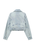 Znbbw TRAF - Women 2023 Spring Autumn Blue Denim Trench Coat Jacket Vintage Long Sleeve Belt Relaxed Female Outerwear Tops