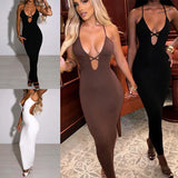 Znbbw and American women's summer strappy sexy buttocks tight solid color dress