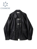 Znbbw Autumn Winter New PU Leather Jacket Women's Vintage Black Motorcycle Coat Female Korean Casual Loose Streetwear Outwear