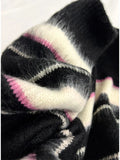 Znbbw Women Black Gothic Striped Cardigan Knit Two-tone Sweater 90s Harajuku Korean Vintage Long Sleeve Jumper Sweaters 2000s Clothes