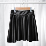 Znbbw Women Faux Leather Skirts Korean Fashion Party Black Mini Skirt Harajuku Casual Female Streetwear A Line Skirts New