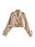 Znbbw TRAF Women Spring Autumn Fashion Slim Jacket Office Lady Simple Casual Short Sweet Solid Double Breasted Jacket Coat Top