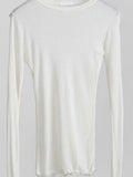 Znbbw Quality Plain T Shirt Women Cotton Elastic Basic T-shirts Female Casual Tops Long Sleeve Sexy Thin T-shirt see through