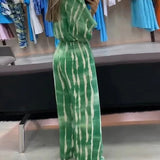 znbbw Retro Print Wide-Leg Pants Playsuits High Streetwear Women Jumpsuit Loose Fashion Elegant Long Pants Half Sleeve Rompers