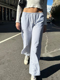 Znbbw Striped Drawstring Sport Pants Women Autumn Cotton Casual High Waist Wide Leg Pants Female Streetwear Loose Trousers Y2k