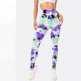 Znbbw Waist Sports Leggings Printed Gym Tights Summer Woman Running Pants Booty Lifting Leggings Tie Dye Push Up Legging