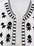 Znbbw TRAF Women Floral Embroidery Cardigan Vest Vintage V Neck Short Waistcoat Summer Female Casual Streetwear Chic Vest Tops