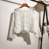 Znbbw and Autumn New Hollow Lace Knitted Cardigan Coat Women's French Holiday Style Hook Flower Sunscreen Summer Shawl