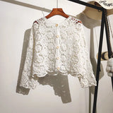 Znbbw version of chic niche sweet hollow knit jacket cardigan women's autumn new embroidered lace long sleeved top trend