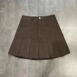Znbbw Fashion Women Pleated Skirts Korean High Waist Button Mini Skirts Elegant All Match Female A Line Skirt Summer New