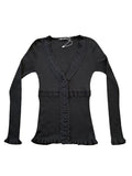 Znbbw Women Fairy Grunge Lace Trim Shirts Tops Long Sleeve Ribbed V Neck Tops Girl Basic Slim Fit Blouse 90s Vintage Aesthetic Clothes