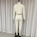 Znbbw Women Two Piece Set Autumn Fashion Solid Lapel Long Sleeve Button Jacket Irregular Pockets Pants Sets High Streetwear