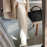 Znbbw And Winter New Loose-fitting Trousers Women's Fashion Trend Korean Knitted Twist Stripe Solid Color Harem Pants