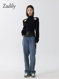 znbbw 2023 Winter Korean Style Slim Long Sleeve Mohair Sweater Women Sexy Backless Bandage Ladies Crop Top Fall Female Pullover