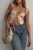 Znbbw Lace Crop Top y2k Patchwork Tie Up Corset Top Mesh Sexy Retro Mini Vest Women Beach Chic Tee Summer 2024 New Cami