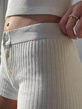 Znbbw Thick Ribbed Cotton Shorts Women Casual Contrast Patchwork High Waist Sweatshorts Summer Y2k Streetwear Slim Short Pants