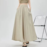 Znbbw Ice Silk Wide Leg Pants Women Summer Loose Korean Lazy Casual Ankle Length Pants Fashion High Waist All-match Streetwear