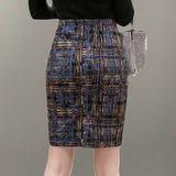 Znbbw Summer Elegant Printed Casual Skirts For Women High Waist Slim Office Lady OL Style Pencil Skirts Faldas Mujer Moda 2023