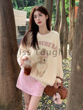 Znbbw Kawaii Knitted 2 Piece Set Women Casual Sweet Print Sweater + Plaid Skirt Suit Female Korean Fashion Vintage Cute Set New