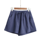 Znbbw Women Cotton Linen Shorts Summer Korean Casual Streetwear Loose Sport Shorts All Match High Waist Female Wide Leg Pants