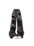 Znbbw Women's Ripped Jeans Baggy Vintage Aesthetic Streetwear Cowboy Pants Harajuku Oversize Denim Trousers Y2k 2000s Trashy Clothes