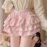 Znbbw Lolita Kawaii Short Pants Women Bow Pleated Sweet Shorts Female Korean Fashion Elegant Casual Y2k Cute Shorts 2024