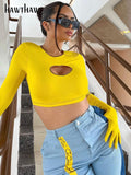 Znbbw Women Fashion Long Sleeve Streetwear Crop Tops T Shirts Tees 2023 Autumn Clothes Wholesale Items For Business