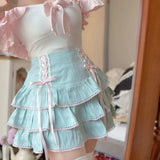 Znbbw Kawaii Lolita Style Pleated Skirts Women High Waist Pink Bandage Fairy Y2k Aesthetic Skirt Cute Faldas Mujer Moda 2024