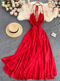 Znbbw Vacation Vestidos Female New Summer Dress Hanging Neck Strap Sexy Halter Beach Midi Dress DK396