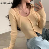 Znbbw Up Bow Cardigans Femme O-neck Long Sleeve Sweater Single Breasted Ropa Mujer Korean Gentle Knitwears All Match Sueters