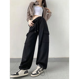 Znbbw Sweatpants Women Streetwear Oversized Cargo Pants Harajuku Korean Black Wide Leg Joggers High Waist Pockets Baggy Trousers