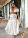 Znbbw Skirt Set Dress Summer Women Beach Holiday Sexy Cotton Matching Set Outfits Spring White 2 Pcs Vestidos Female Set 2024