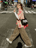 Znbbw Leopard Print Women Pants 2024 Spring Chic Loose High Waist Wide Leg Panther Pant Ladies Fashion High Street Jean Trousers