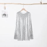 Znbbw Long Sleeve Sequin Mini Skirt for Women Elagant Slim Backless Short Dresses Autumn Spring Lady Solid Sexy Party Skirts