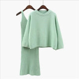 Znbbw Sweater Set Women's Fashion Two-piece Skirt 2024 Spring And Autumn Solid Color Student Pullover