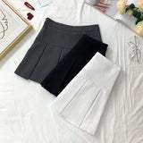 Znbbw White Women Pleated Skirts Fashion High Waist Zipper Dancing Mini Skirts Elegant Student All Match A Line Skirt Summer New