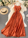 Znbbw Summer New Sexy Strappy Halter Strap Maxi Vestidos Female Seaside Vacation Dress with Waist and Thin Temperament C751