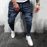 Znbbw summer 2024 new skinny jeans men hip hop sweatpants cargo jeans men high street Men's jeans slim denim long pants
