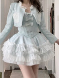 Znbbw Sweet Kawaii Two Piece Set Women Summer Sexy Elegant Party Mini Dress Suits Female Lolita Cute Dress + Long Sleeve Coat New