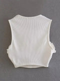 Znbbw TRAF 2023 Summer Women Tank Top Sleeveless Crop Top Ruffle Edge Decoration Short Top y2k Vest