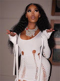 znbbw Fall Sexy Solid Hollow Out Tassel 2 Two Piece Sets Club Outfit For Women 2023 Long Sleeve Crop Top And Short Skirt Sets