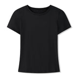 Znbbw Basic Short Sleeve Crop Tops T-shirts for Women Summer Solid Slim Fit Basic Round Neck Cropped Tops Tees Pullover Shirts