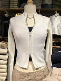 Znbbw Sexy Slim Knitted Cardigan Sweater Women Autumn Soft Cotton Double Zippers Crop Top Vintage Simple Sweet Cardigan Tops Y2k