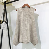 Znbbw And Winter Clothing Thick Wool Vest Female Knitted Vest Loose Large Size Round Neck In The Long Section Of The Wild Vest