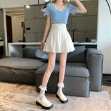 Znbbw Pleated Mini Skirts Women Preppy High Waist Solid A Line Skirt Student Streetwear Fashion Casual Basic Slim Skirts New