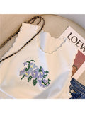 znbbw New Fashion Embroidery Cropped Knitwears Sleeveless Cardigan 2023 Summer Casual Simply Style O Neck Female Sweater Vest