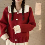 Znbbw Gentle Sweater Coat Women Autumn and Winter Design Feeling Small Love Soft Glutinous Doll Neck Knitted Cardigan Female